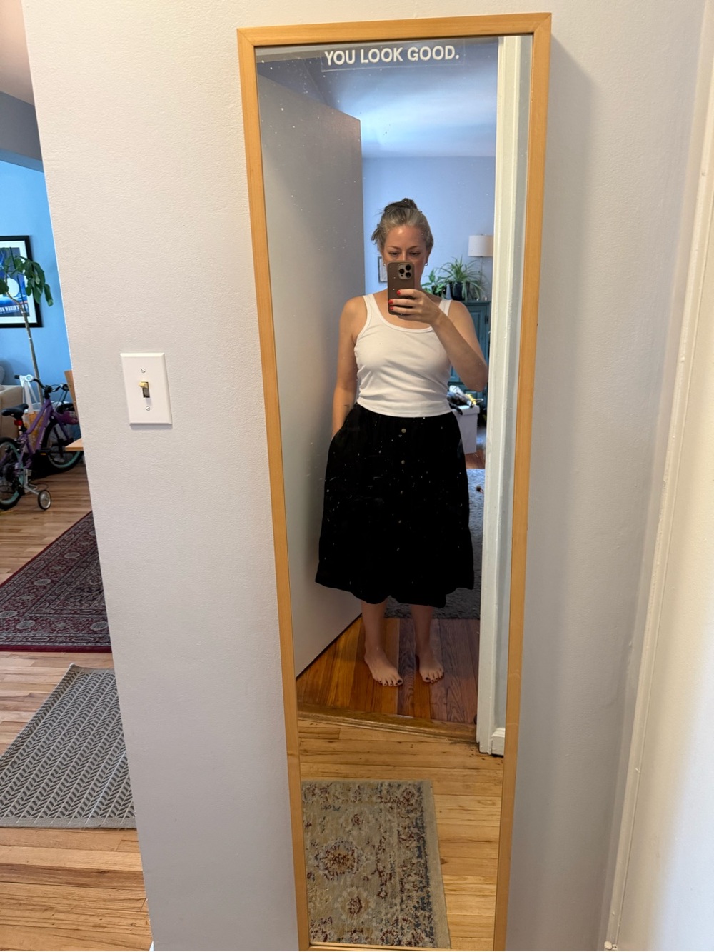 Not Perfect Linen BLACK MARSEILLE linen front snap skirt - Picture 4 of 6